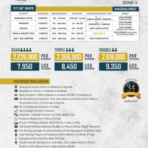 Crown Hajj Package – 17/18 Days