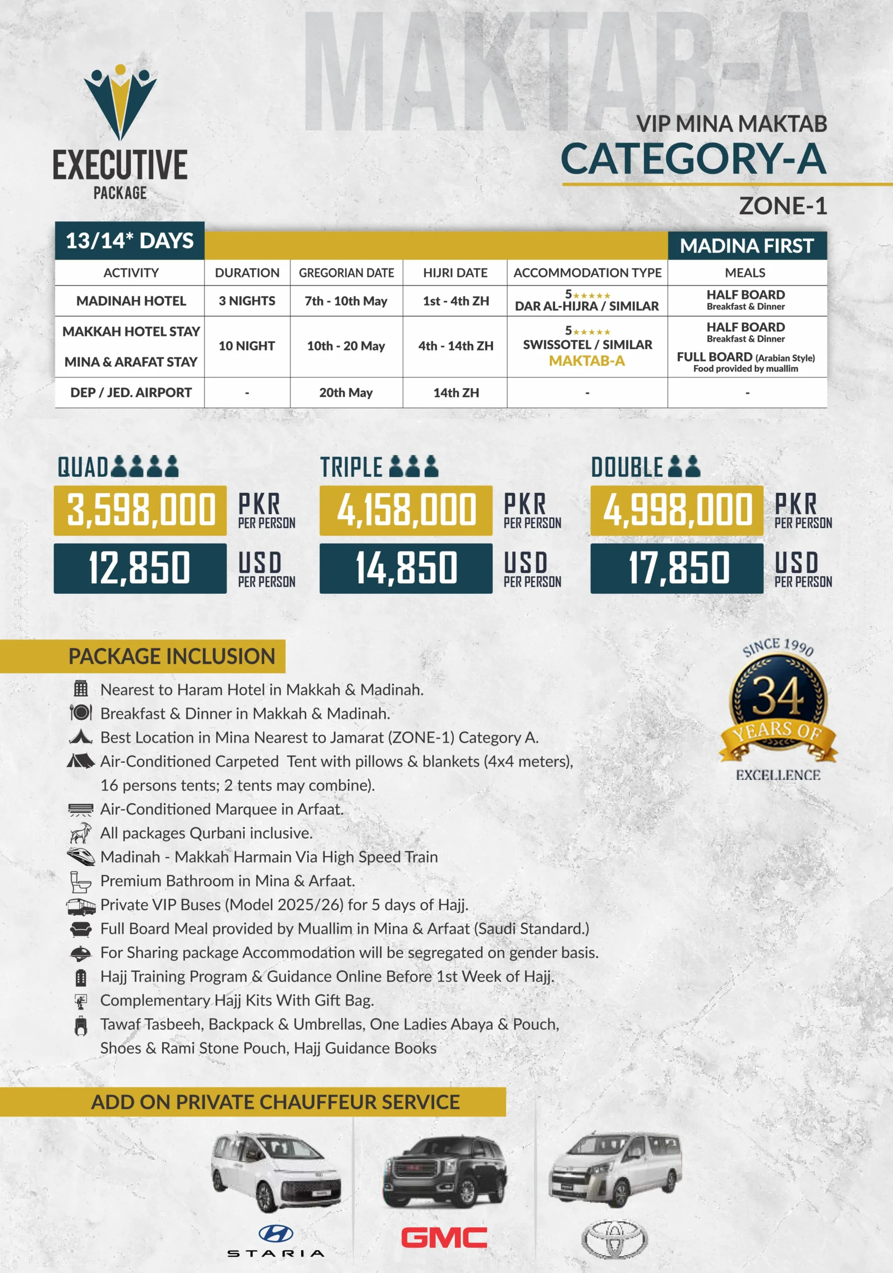 Executive Hajj Package – 13/14 Days
