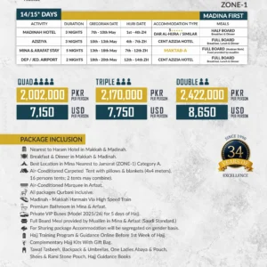 Pearl Hajj Package – 14/15 Days